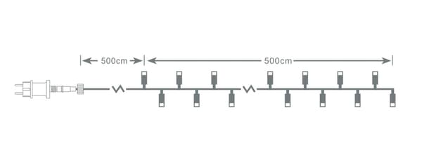 NORDIC HOME LED-lyslenke, innendørs/utendørs bruk, 5 m 18