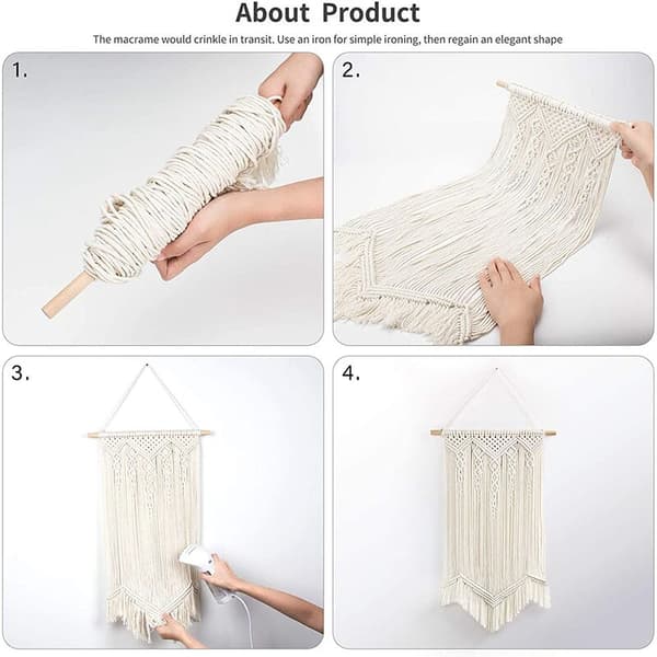 Macrame Wall Hanging, Boho Woven Wall Hangings, Handmade Cotton Wall Decor for Bedroom Decor