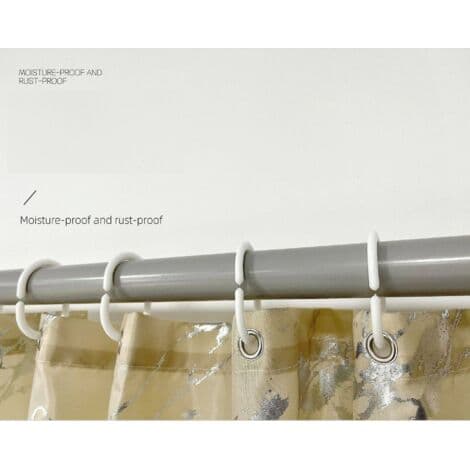 (Beige) Enkelt sølvmarmoreret badeforhæng - 180x180cm, maskinvaskbart polyester badeforhæng med vægtet kant og 12 kroge