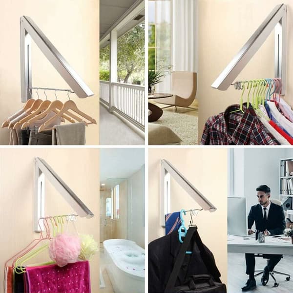 Foldbar tøjstativ, pladsbesparende sammenklappelig bøjle, aluminium Al