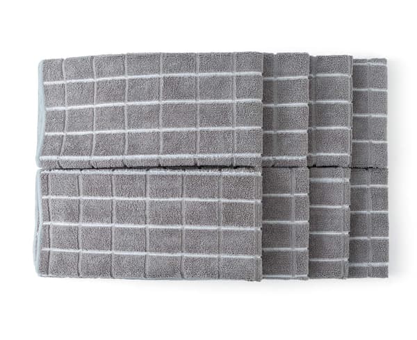 Mikrofiberhåndklæder - Bløde, superabsorberende og fnugfri køkkenhåndklæder - 8-pak (ternede grå farver) - 66 x 46 cm