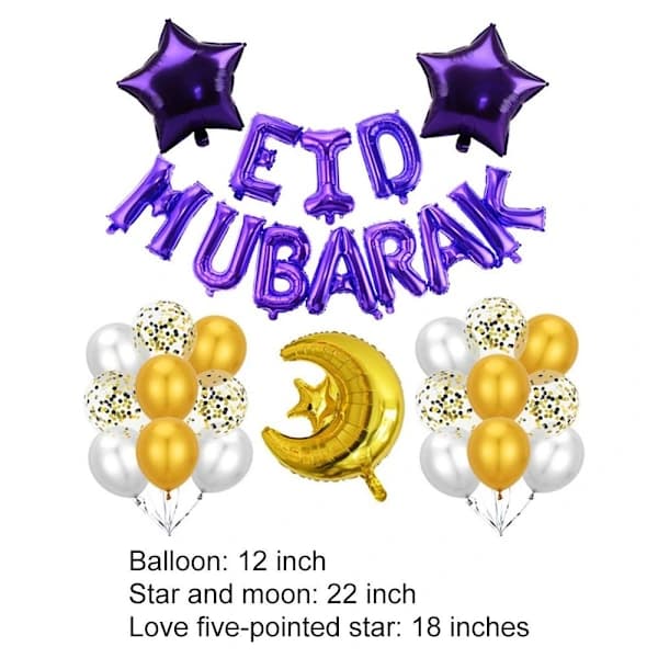 Eid Mubarak -kirjainfoliopallot RUUSUKULTA