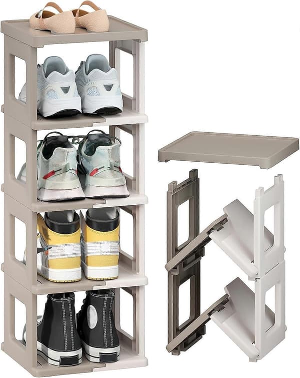 1 pc Shoe Rack - Foldable Shoe Storage and Organization for Entryway, Assembly-Free Shelf, Space-Saving Shoe Rack White-brown 5 5 White-brown
