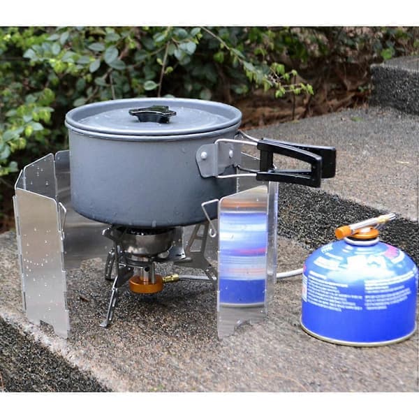 9 plattor vindruta grill vikbar spis vindruta vindskydd för camping picknick (silver)