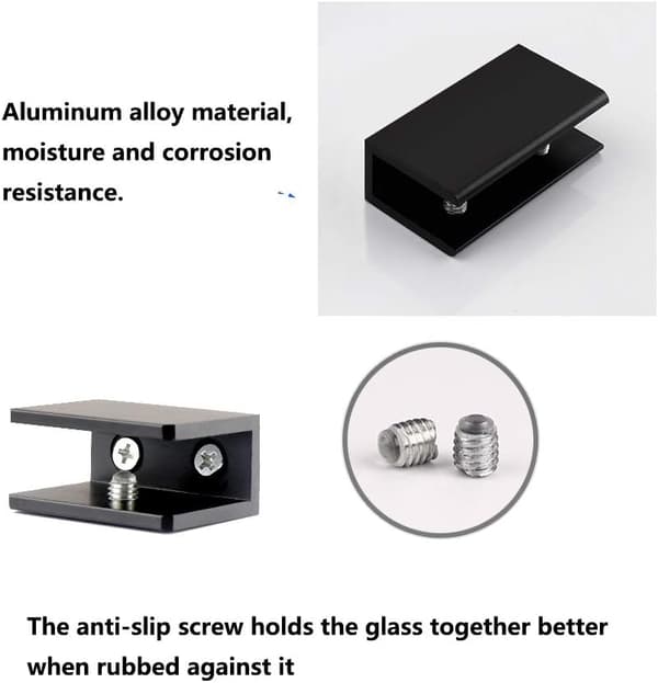 8 Pcs Square Aluminum Alloy Shelf Brackets (Suitable for 5-8mm Thick Glass)