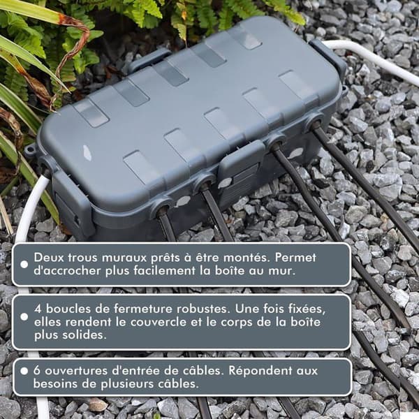 Medium Waterproof Cable Box (34.5x24x12cm) - IP54, Weatherproof, Ideal for Protecting Extension Cords and Power Strips (Grey)