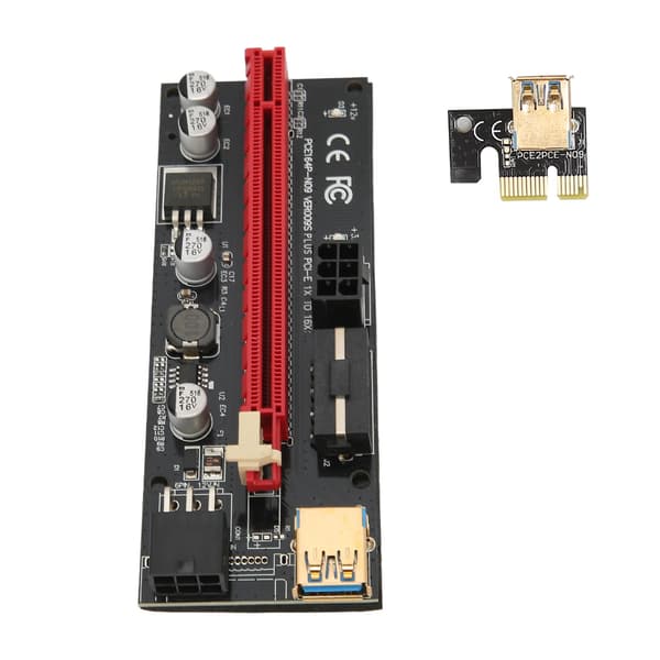 PCIE 1X til 16X Riser-kort 4 solide kondensatorer 6 PIN-grensesnitt USB-kabel Fast spennedesign PCIE GPU Riser Express-kabel Rød