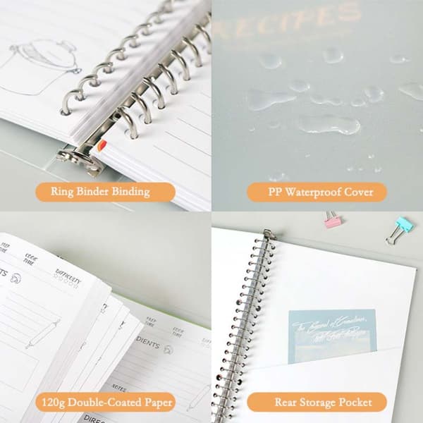 Light Blue Recipe Journal - DIY Cookbook Folder for Home Cooking, 160 Recipe Capacity 717