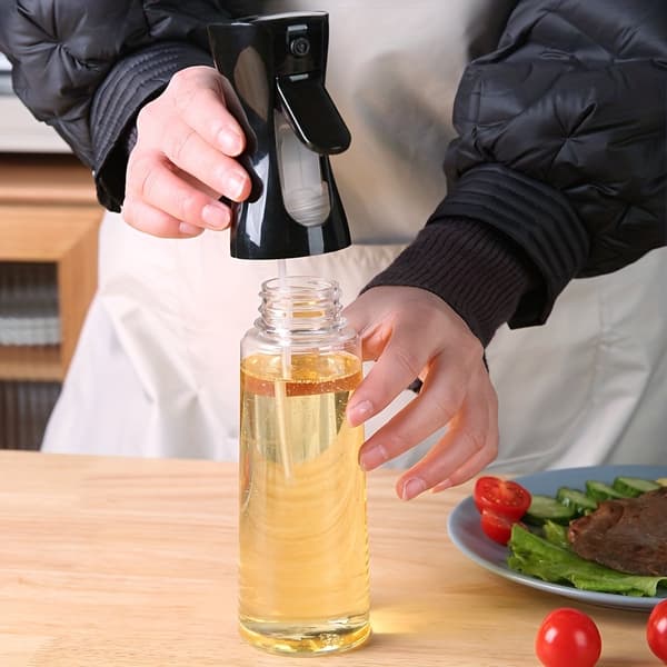 Olieflaske med Sprayfunktion i Glas 200ml Sort sort black