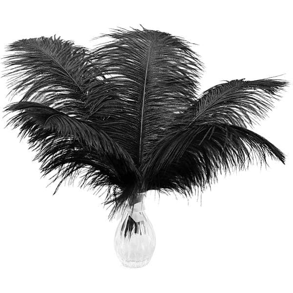 10 pcs 33-38 cm (33-40 cm) Ostrich Feathers, Natural Black Feathers for Home and Wedding Table Decoration