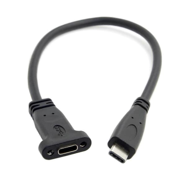 USB-C USB 3.1 Typ C Hane till Hona Förlängningsdatakabel med Panelmonteringsskruvhål