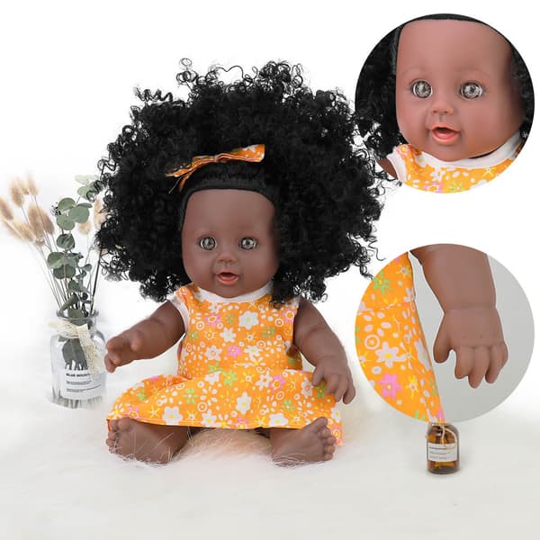 Kolleksjon 11 tommer / 28 cm myk kropp afroamerikansk nyfødt