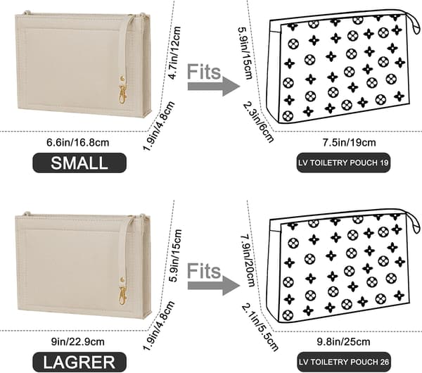 Filtforet taske - 26 mm - Beige, Hængende toilettaske, Taske-organizer til damer