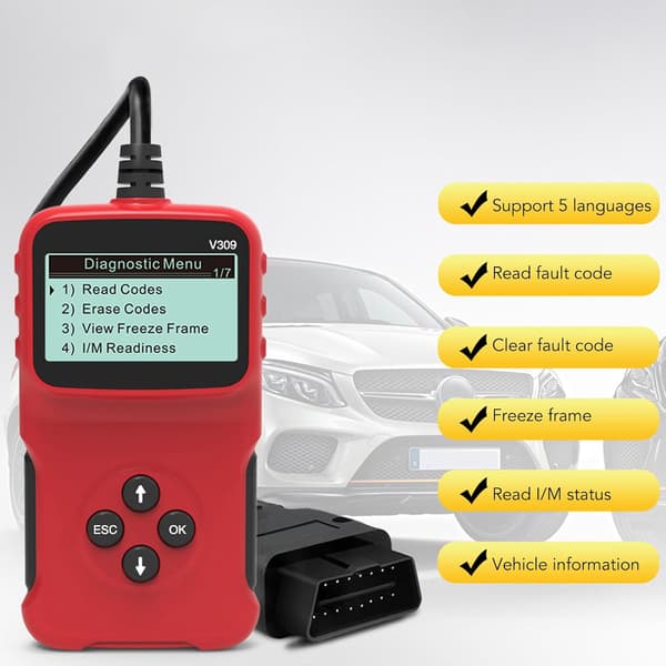 Bil Diagnostisk Scanner V309 Bærbar Nøjagtig OBD2 Scanning Værktøj Maskinkodelæser