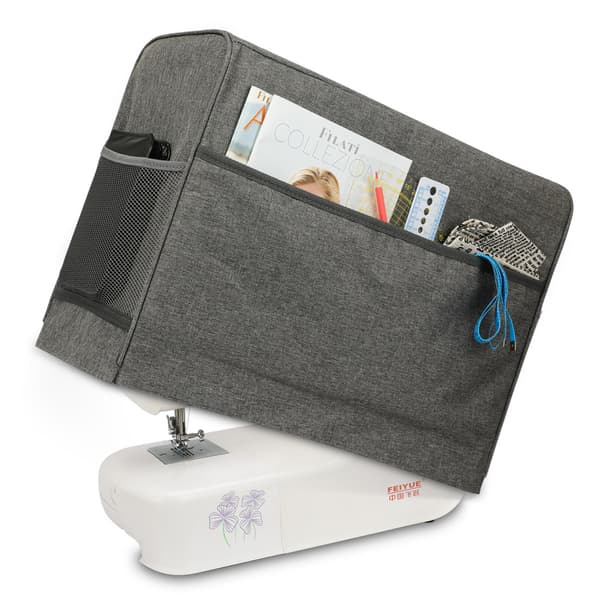 Dust Cover for Sewing Machine with Storage Bag, Compatible with Most Standard Singer and Brother Machines, Grey