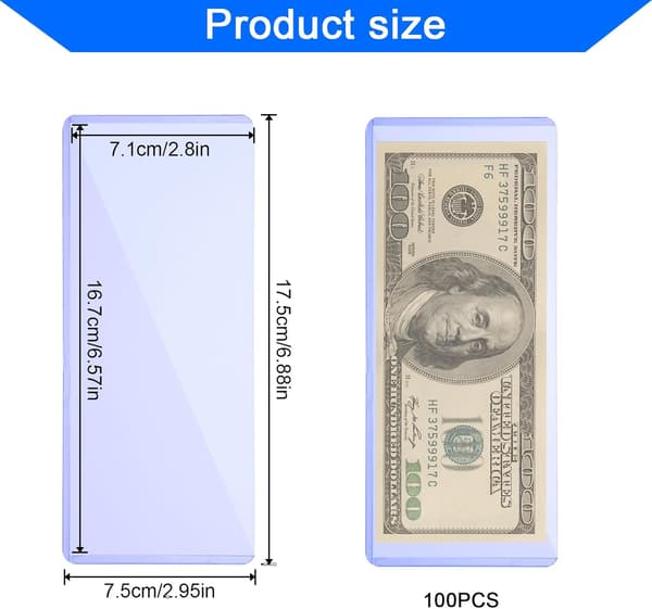 100 stk. klare dollar seddel vandtætte PVC til