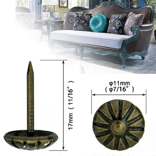 [LD]Møbelspiker Kompatibel med interiør Møbel Dekorative spiker Daisy Møbelspiker Antikk messing 300 stk