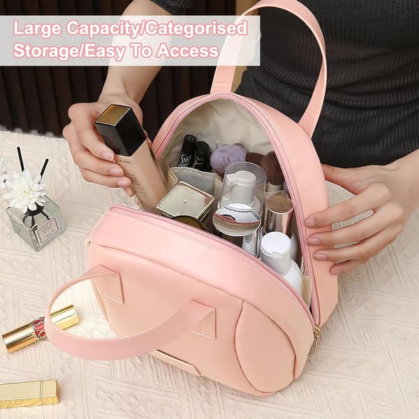 Rejse makeuptaske, makeuptaske rejse makeuptaske med rum, lyserøde makeuptasker rejse kosmetiktasker