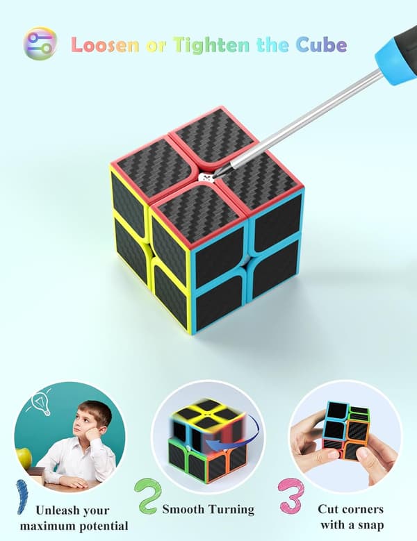 Speed Cube, Magisk puslespillkube Superholdbart karbonfiberklistremerke med levende farger for barn 2x2x2 2x2x2