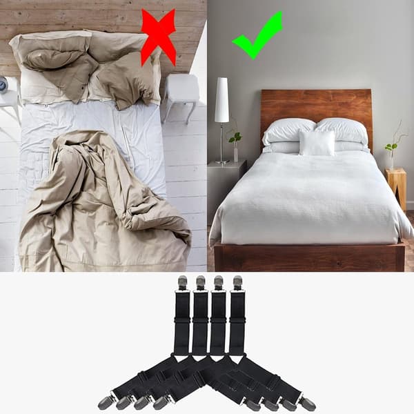 4x Bed Sheet Straps - Sheet Fasteners - Duvet Cover Clips - Sheet Locking Clips - Sheet Holders