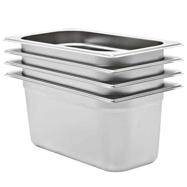 vidaXL Gastronormbeholdere 4 stk. GN 1/3 150 mm rustfrit stål Silver silver