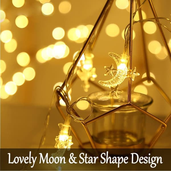 July 40 LED Moon String Lights Battery Operated 6m Moon Mini Stars String Lights for Yard Garden, Wedding Garden De