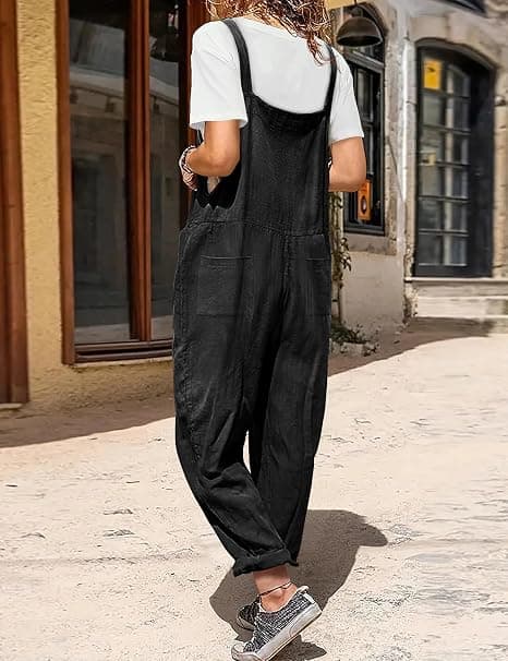Dameoverall Løs Uformell Ermeløs Jumpsuit Lang Jumpsuit Playsuit Snekkerbukse PV9UK