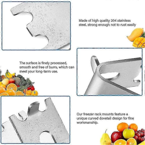 12 Pcs Freezer Shelf Clips Stainless Steel Refrigerator Shelf Support 1.5mm Thicker Silver Fridge Shelf Support for Refrigerator, Freezer (FMY)