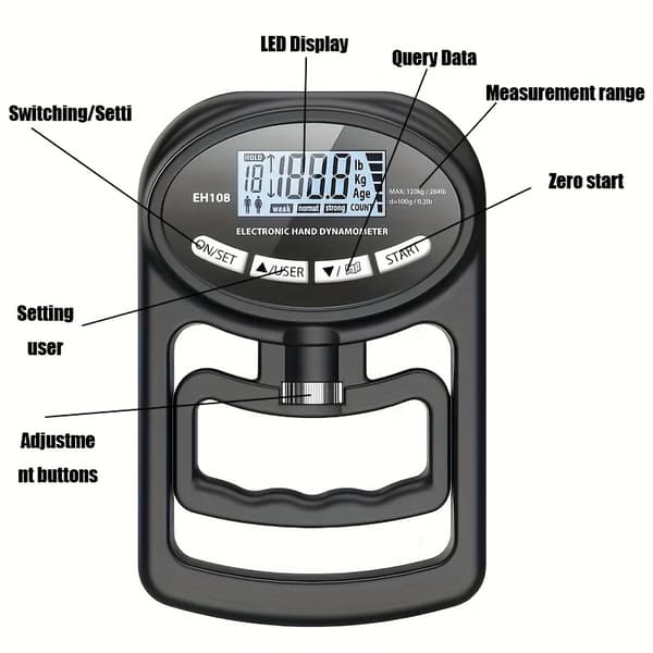 Electronic Hand Grip Strength Trainer, for Hand Exercise, Strength Training, 120 kg