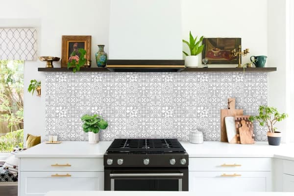 10-pack Self-Adhesive Wall Decal, Water-Resistant Tile Wall Sticker 26x26 cm for Kitchen & Bathroom_OF Grey 10 pcs Grå 10 st