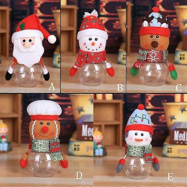 Julgodisburk Förvaringsflaska Jultomte Älg Ren Julgodislåda Dekor Ornament Barnpresent Pepparkaka 5 st[co]