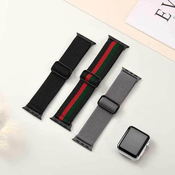 3-pakning elastiske nylon solo loop-reimer kompatible med Apple Watch 38mm/40mm/41mm 3pcs 3 38mm/40mm/41mm