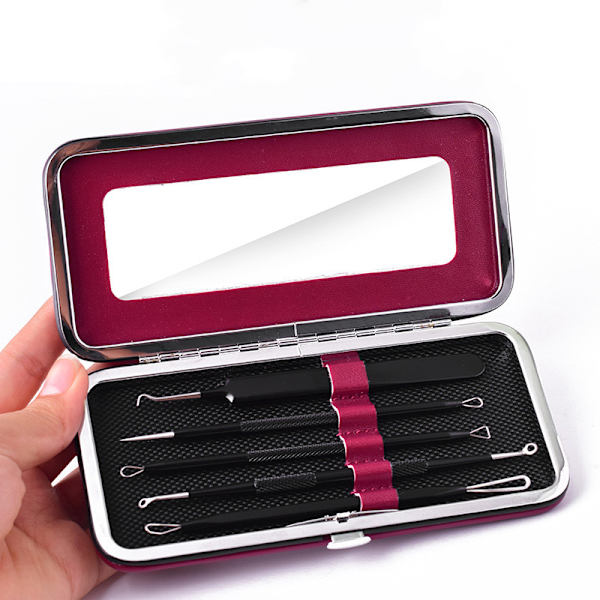 5-pack Blackhead Remover Acne Needle Tools Kit Svart Svart+grå