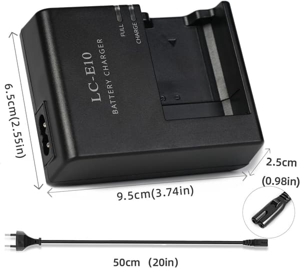 LP-E10 LC-E10 LC-E10C batterioplader til Canon EOS Rebel T7 T6 T5 T3 T100 4000D 3000D 2000D 1500D 1300D 1200D kamera