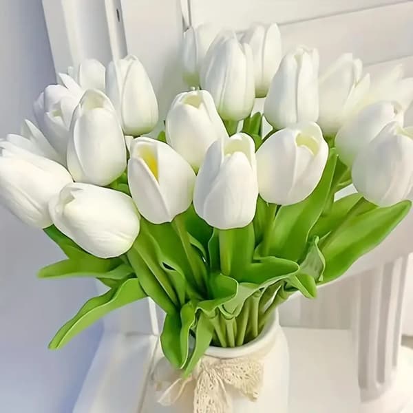 30 stk kunstige tulipanbuketter – \"Real Touch\" tulipanblomster bryllupsdekorasjon *Sunset Glow* Sunset Glow