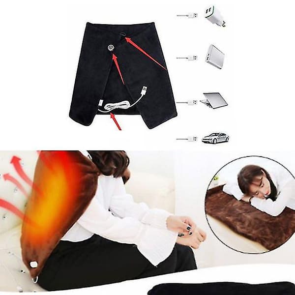 USB-heated shawl Electric winter warm plush heating blanket for car, office, home