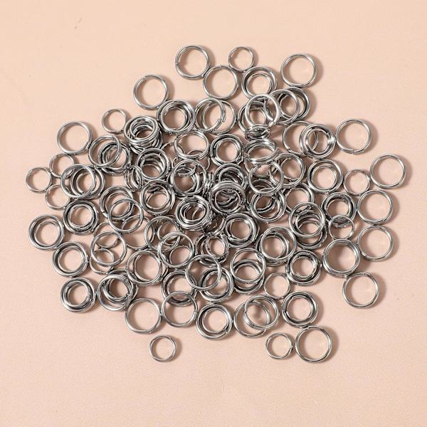 200 stk. dobbeltåbne ringe i rustfrit stål 6 mm 8 mm til