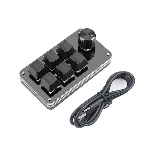 Mini Macro Mechanical Gaming Keyboard 6 Keys One-Handed USB PC Keyboard with Knob Programmable Shortcut Custom Function for Windows for Vista