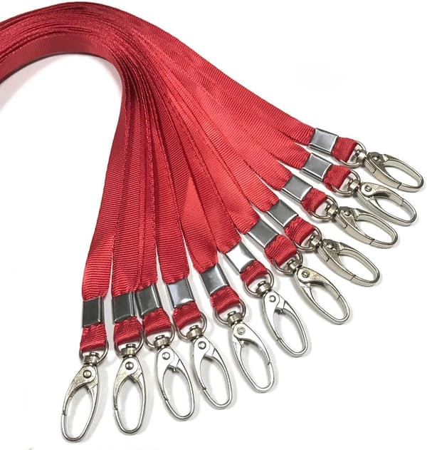50 stk. Rød Lanyard til ID-kort Nylon Lanyard Bulk Clip