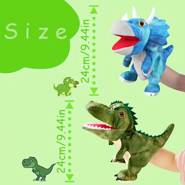 Dinosauriehanddocka – Mjuk gosedjursleksak för berättande för barn, interaktiv lek och present T-Rex T-Rex
