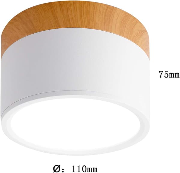 Overflatemontert takspotlight rund hvit varmhvit LED