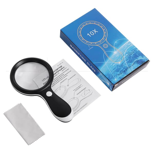 10X Magnifying Glass with 3 Light Modes 18 LED Lights for Reading, Inspection, Crafts - Black - Compatible with Braun