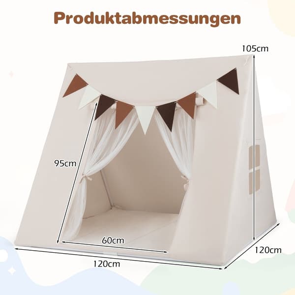 Lasten sisäleikkiteltta pestävällä matolla ja lipuilla