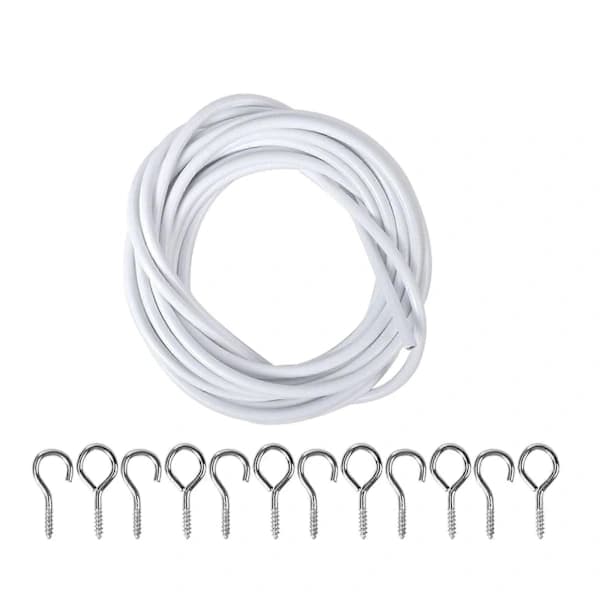 Adjustable 5 Meter Curtain Wire with Metal Eyelets for Hanging Curtains, Multicolor