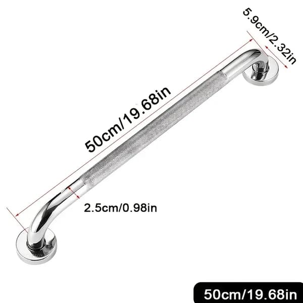 Rustfritt stål sklisikkert riflet rekkverk 50 cm, barrierefri design egnet for baderom