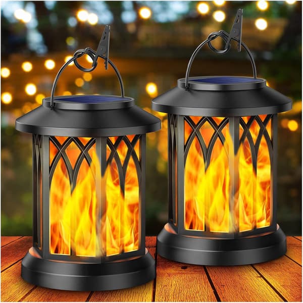 Solar Lights 2-pack, Waterproof Hanging Garden Lights with Flickering Flame Effect [JUN]