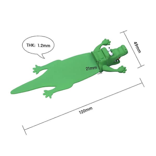 Morsomt neonlysende bokmerke med neonlysende alligator for barn, menn og kvinner