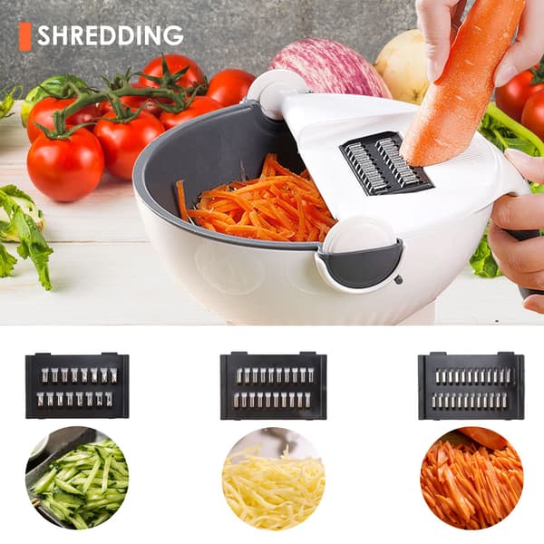 Vegetable Chopper 9-in-1, Multifunctional Vegetable Cutter, Vegetable Slicer, Grater with Drain Basket, Kitchen Mandoline Tool