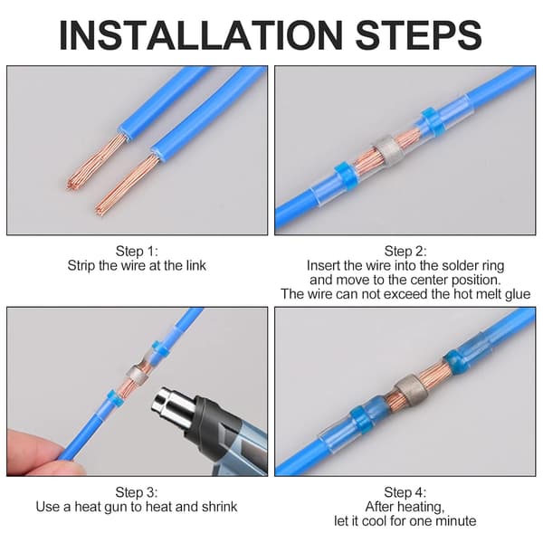 200 Pcs Solder Connectors with Insulated Wire, 4 Sizes 26-10 A