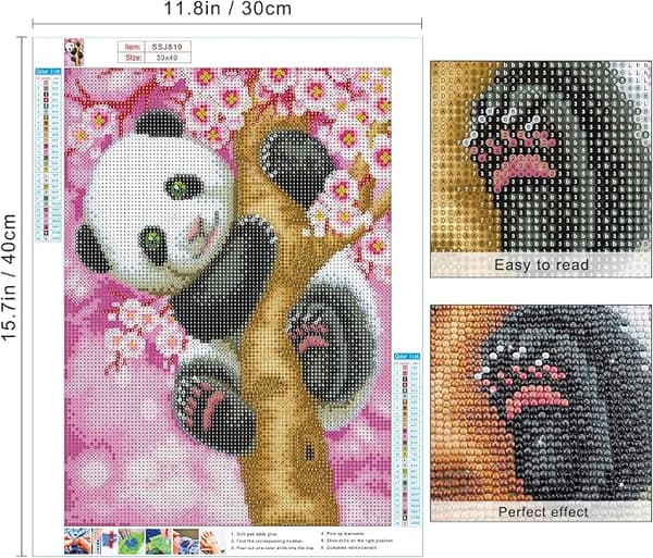 5D Diamantmalingssett Søt Panda Mønster 30x40cm, Diamantbroderi